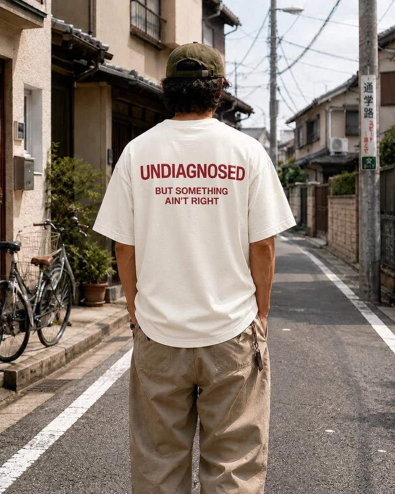 Undiagnosed but Something Aint Right T-shirt Vintage Loose Oversized Unisex Print T-shirts Men Women Clothing Summer Short soft