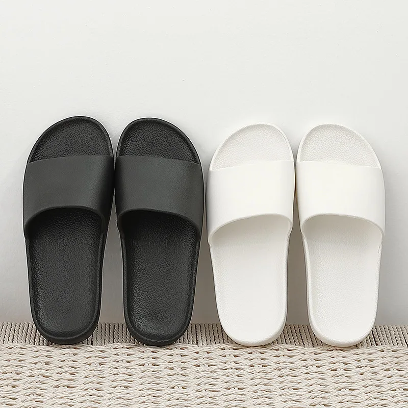 Summer Home Men Slippers Simple Black White Shoes Non-slip Bathroom Slides Flip Flops Indoor Women Platform Slippers