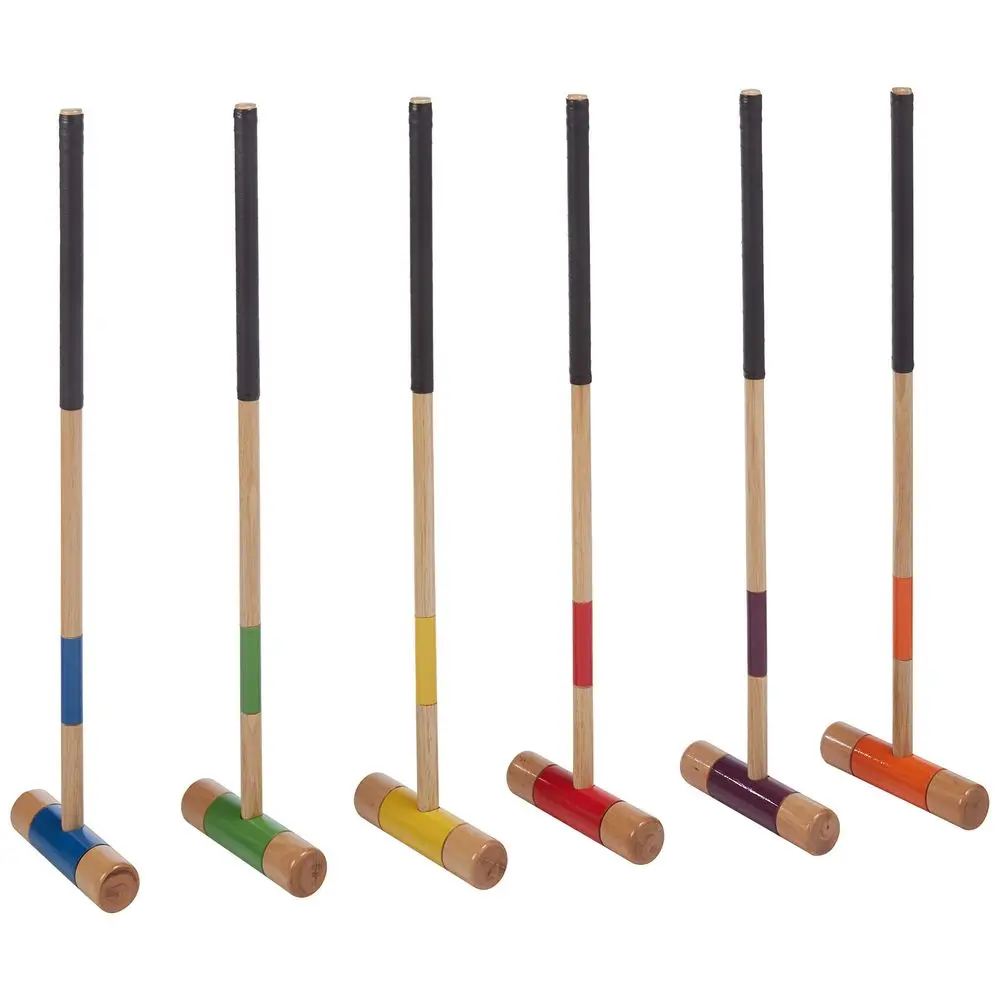 Basics Six Player Croquet Set with Wooden Mallets and Carry Case, Portable Party Game, Black