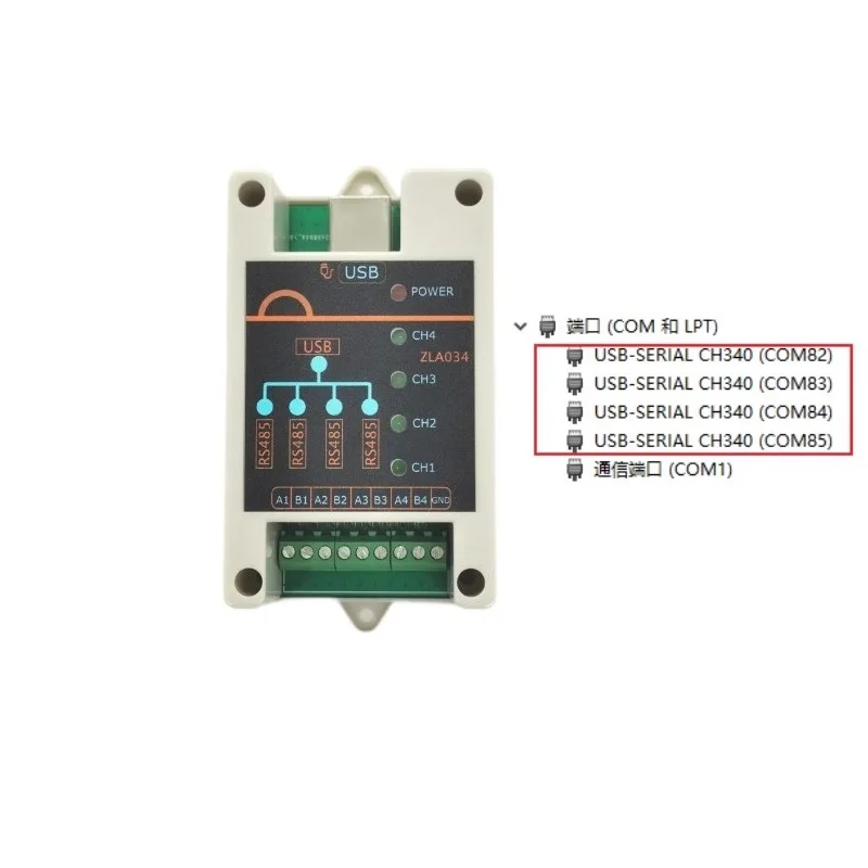 

Industrial Grade USB to 4 way RS485 Serial Converter module