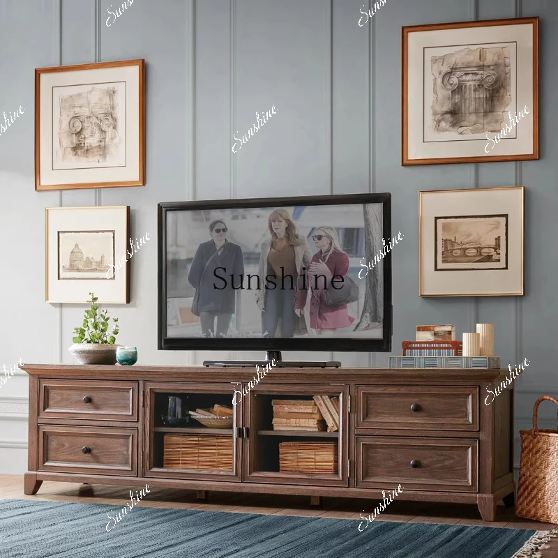 American furniture simple living room TV media storage cabinet rural   FT
