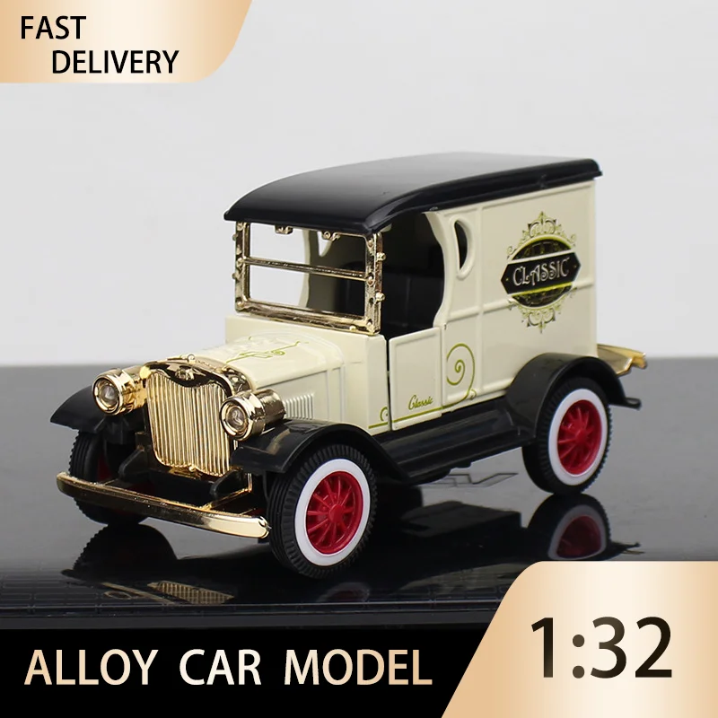 

1:32 Classic Vintage Convertible Car Sound Kids Toy Fashion Vehicle Alloy Model Light Car Simulation Collection Toy