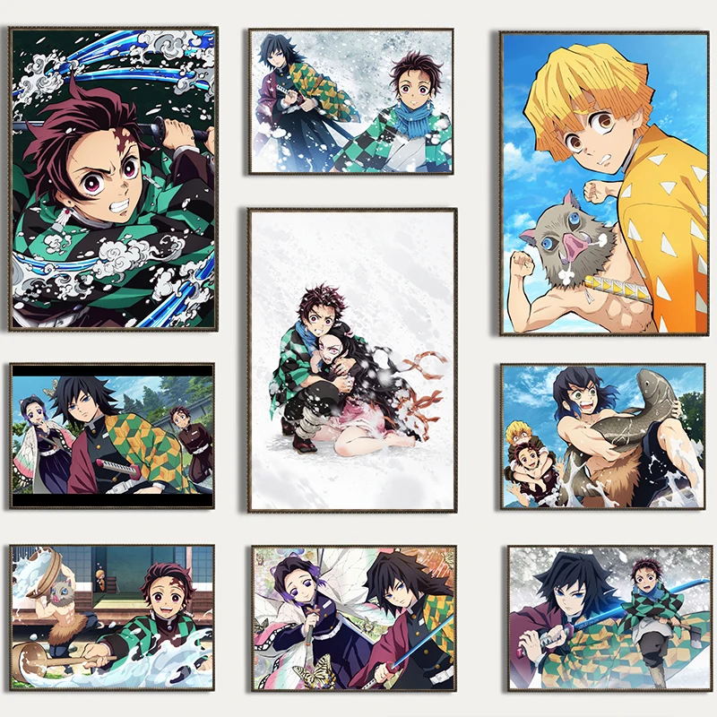 Classic Anime Demon Slayer Artwork Poster Japanese Comic Canvas Painting Art Print Living Room Home Decor Gift Wall Art Pictures