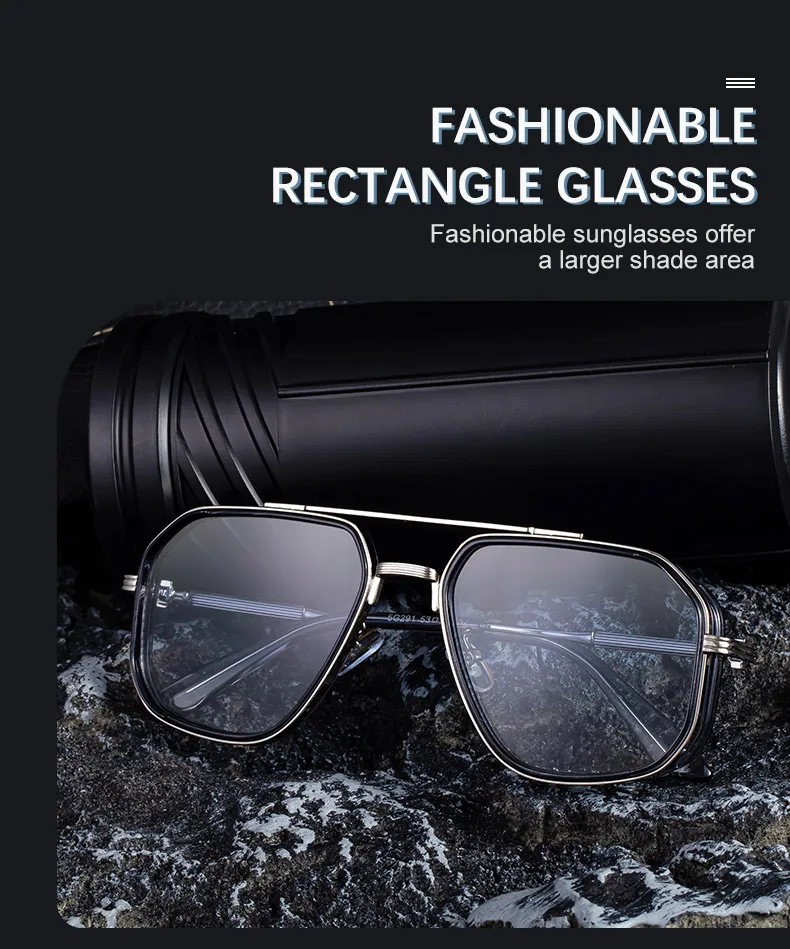 Übergroße quadratische Steampunk-Sonnenbrille für Herren, 2026, Luxusmarke, Vintage-Doppelstrahl-Metall-Sonnenbrille, trendige Outdoor-Fahrbrille – Detail 4