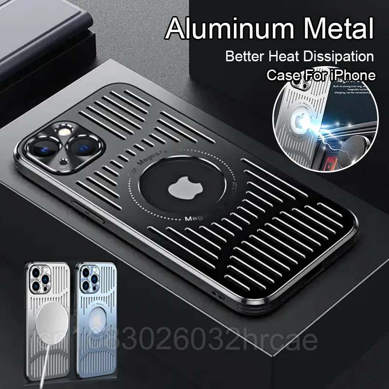 Better Heat Dissipation Aluminum Metal Phone Case For iPhone 16 15 Pro Max 14 13 12 Back Cover