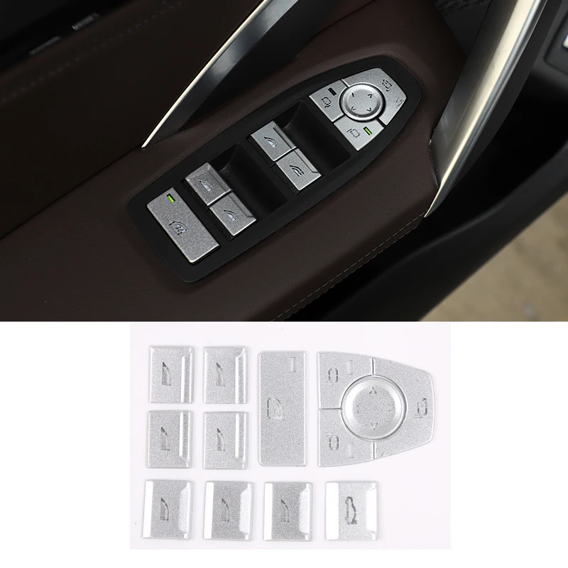 

13Pcs Aluminum Alloy Car Window Glass Lift Button Sticker Switch Panel Cover Styling For BMW X1 U11 2023-2024 Auto Accessories