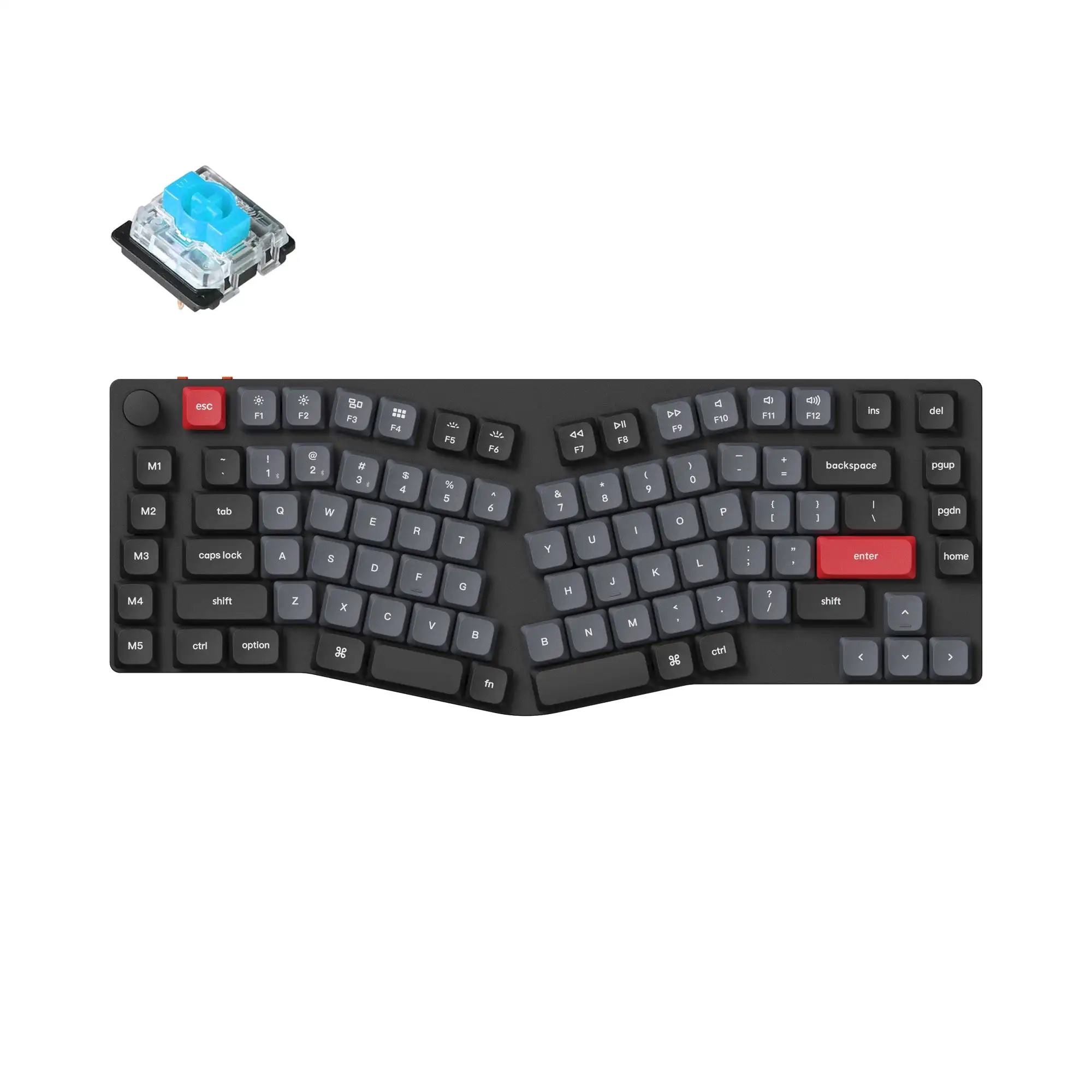 Imagem -02 - Pro Teclado Mecânico Personalizado sem Fio Interruptor Gateron de Baixo Perfil Luz de Fundo Branca Layout Alice Qmk Via Keychron-k15