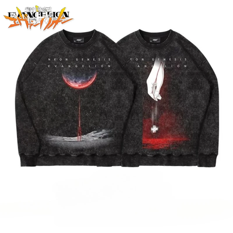

EVA-01 TEST TYPE Spear of Longinus Anime Hoodie 2D Japanese Anime Spring New Washed Vintage Long Sleeve T-Shirt Gift