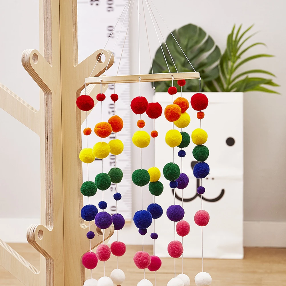 Ciondolo palla di pelo da appendere alla parete, decorazione per la casa, soggiorno, camera da letto, appartamento, dormitorio, ornamento, regalo colorato in stile etnico nordico bohémien
