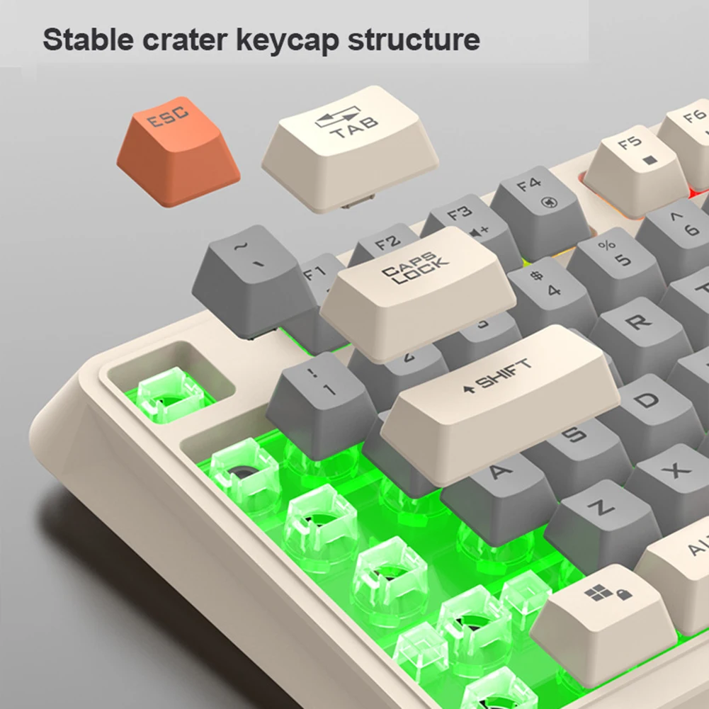 Keyboard mekanis berkabel 94 tombol, dengan Mouse Keyboard bercahaya lampu RGB Keyboard dapat ditukar panas Keypad pribadi untuk Laptop