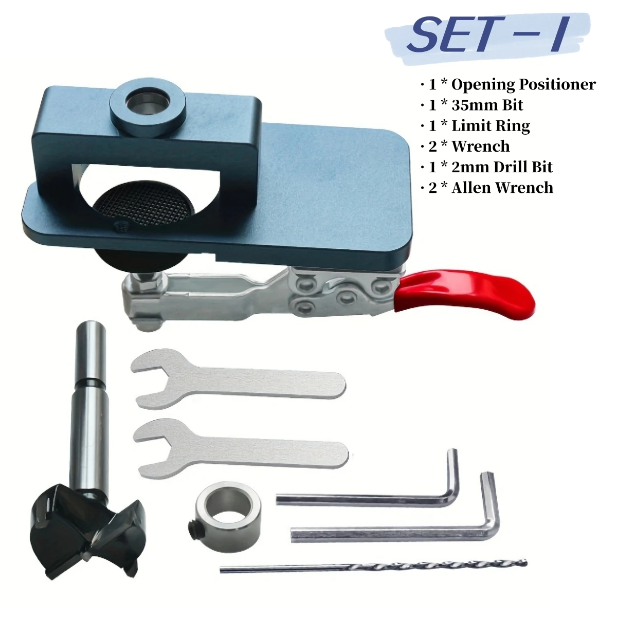 Houtbewerking 35mm Verborgen Scharnier Jig Kit of Booraccessoires, Scharnier Boor Jig Boorgeleider Locator voor Kast Kasten Gereedschap