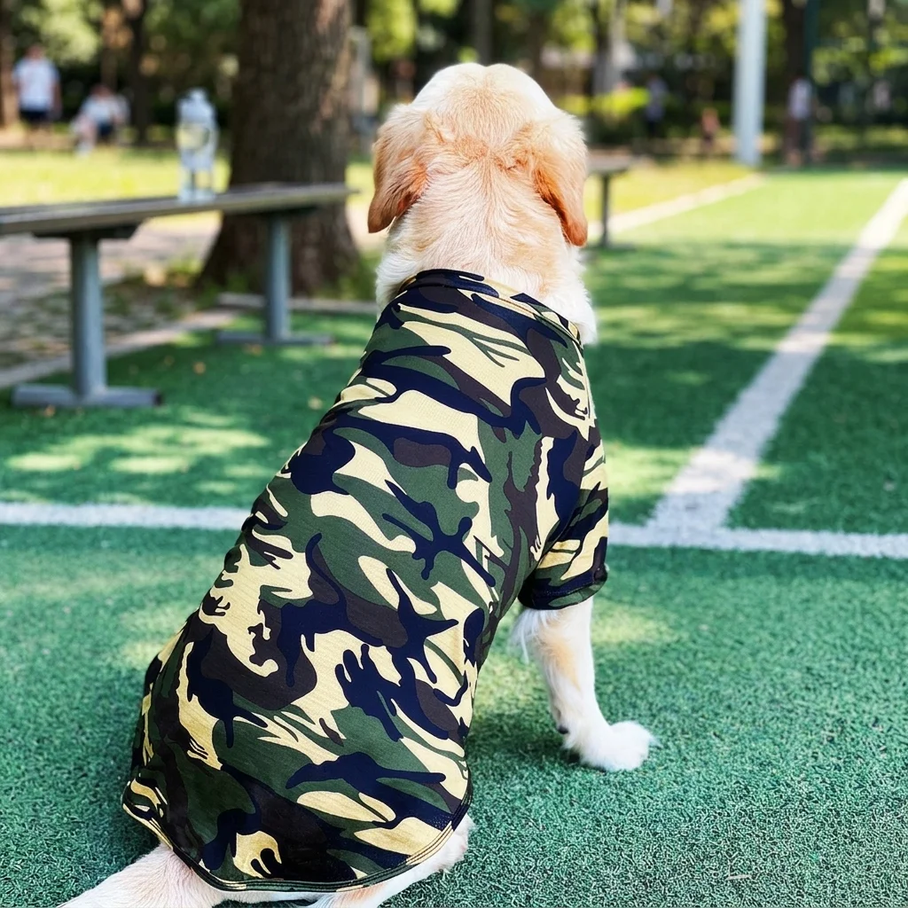 Großes Hundetarn-T-Shirt, atmungsaktive Sommer-Haustierkleidung für Golden Retriever, Labrador, dünne Netz-Hundeweste, für den Außenbereich, sonnengeschützt
