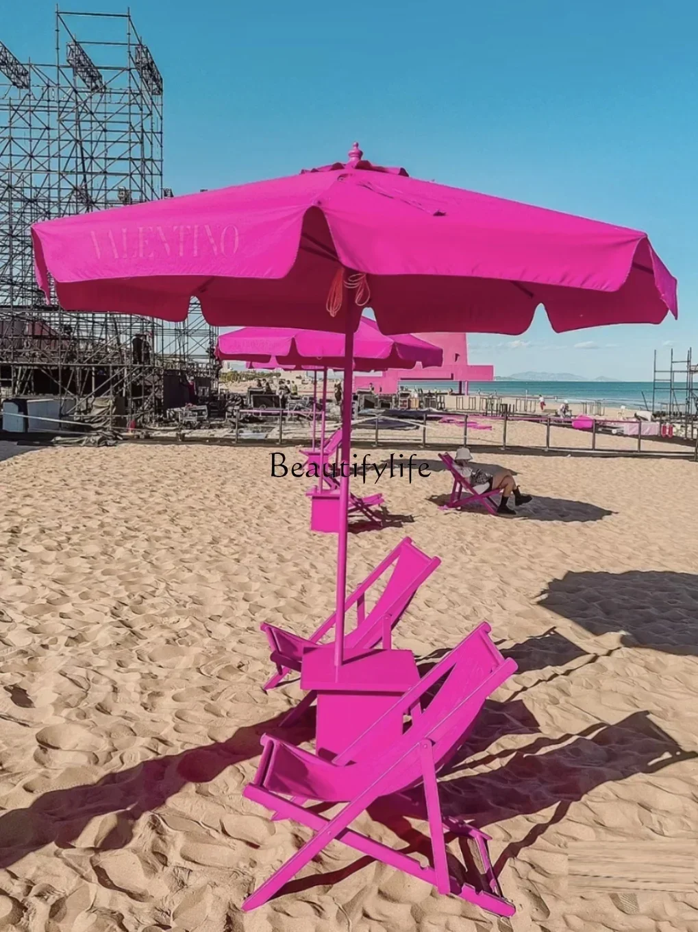 09Z.*Mei Chen props beach chair parasol all pink big balloon scenic spot decoration ornament