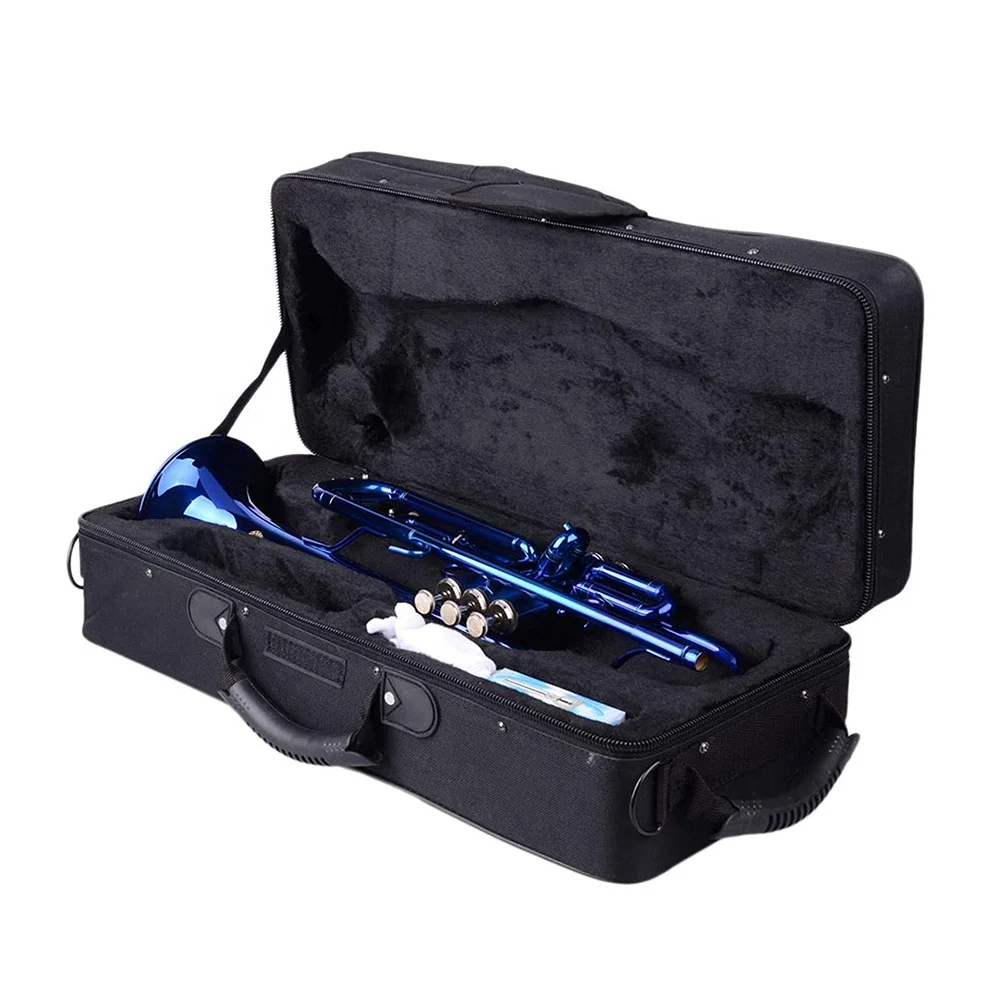 OEM Blue BB Trumpet Economical JYTR401BL Brass Instrument Lightweight Durable Portable Stainless Steel Pistons Canvas Case