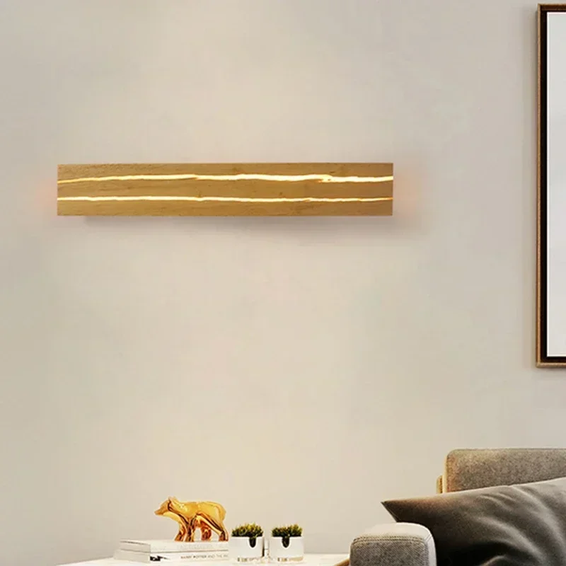Creative Design Wood Crack Wall Lamps Nature Wood Processing Acrylic Lampshade Sconce Lights Modern Home Decor Rotatable Lustres