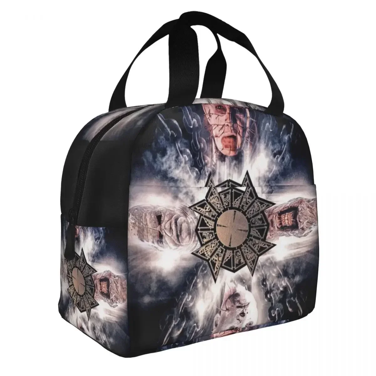 2023 New Custom Hellraiser Pinhead Halloween Horror Movie Lunch Bag uomo donna Cooler Warm Insulated Lunch box per ufficio per adulti