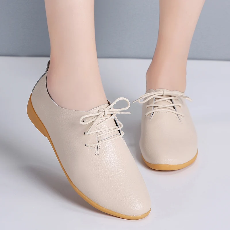 

Новые весенне-летние женские модные и удобные лоферы, повседневная кожаная обувь из 100% натуральной кожи на шнуровке