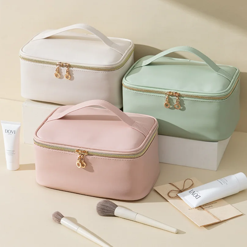 Popular Large Capacity PU Cosmetic Organizer Portable Cosmetics Bag Travel Toiletry Bag Women's Gift Waterproof Makeup Case