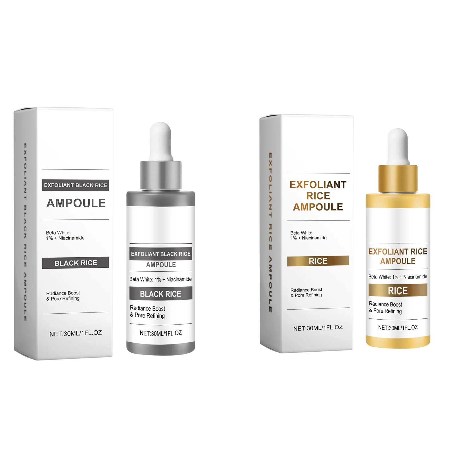 Exfoliant Rice Ampoule Serum Niacinamide Brightening Facial Hydrating Remove Dead Skin Smooth Dull Skin Pore Refining Care 30ml