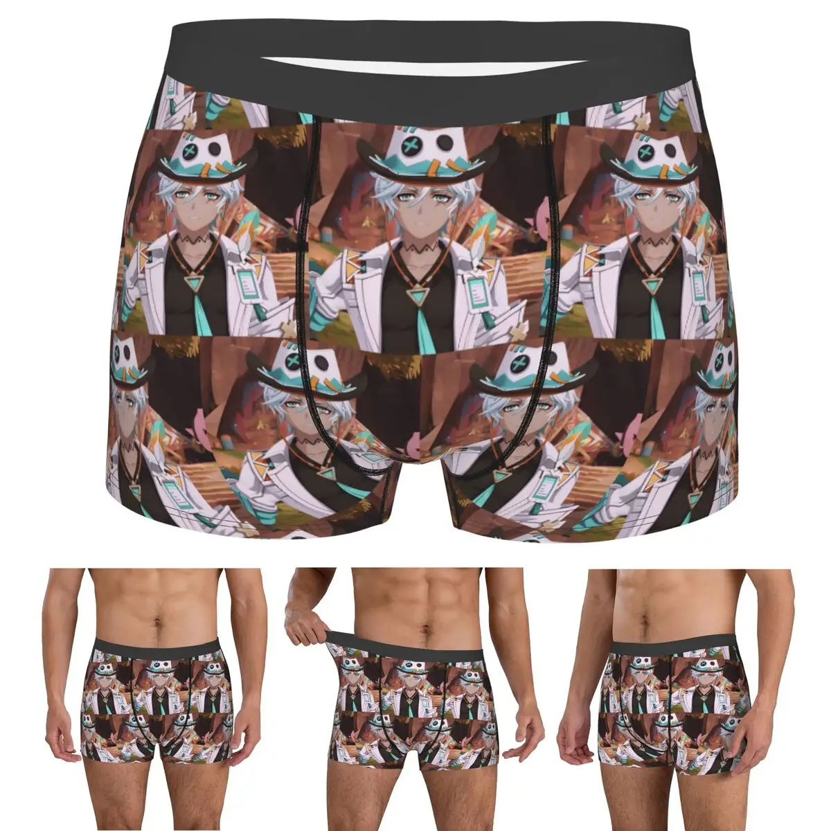 Boxer Underpants Shorts Ifa Anime Game Genshin Impact Panties Men Ventilate Underwear for Homme Man Boyfriend Gift