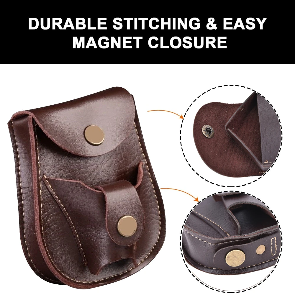 Black/brown Slingshot Steel Ball Carrying Storage Bag Handmade Leather Multifunctional Magnetic Suction Integrated Waist Bag