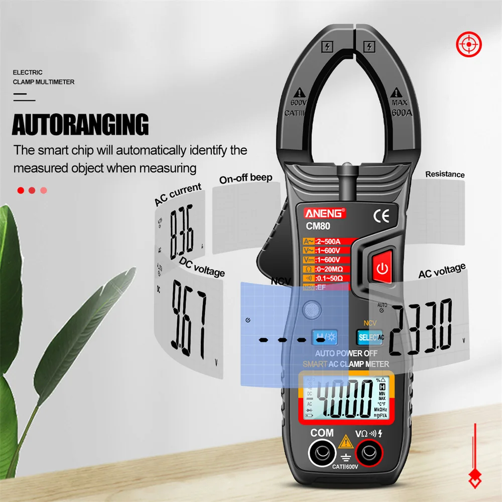 CM80/CM81 Digital Clamp Meter 6000 Counts AC/DC Current Voltage Pliers True RMS Auto Range Non Contact Multimeter