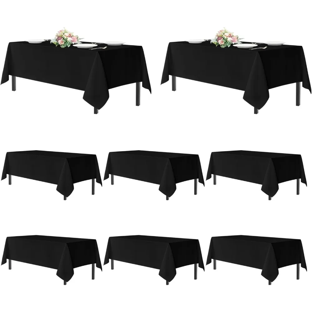 

8 Pack Washable Polyester Rectangular Tablecloths for 6 Foot Tables - Reusable and Durable Cover