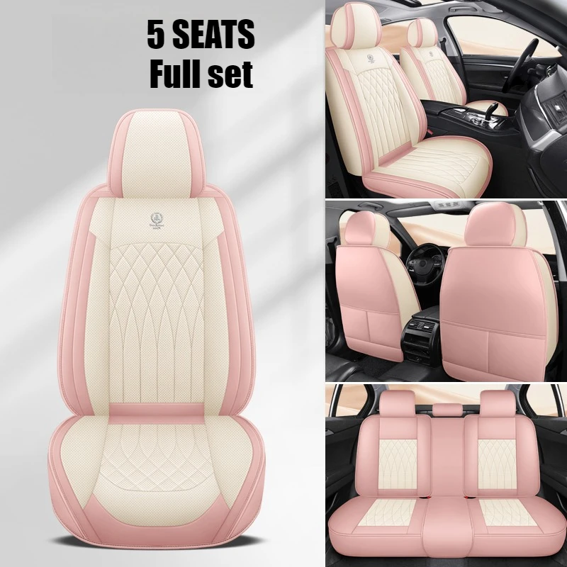 5-Seater Full Set of Universal Car Seat Covers for Women and Men, Luxurious and Exquisite Three-Dimensional High-Quality Faux Leather Car Seat Covers, Suitable for All Seasons, Car Seat Decoration and Protection Seat Covers, Enhancing the Driving Experience, Suitable for Most 5-Seater Cars Such as Sedans/Suvs/Pickups