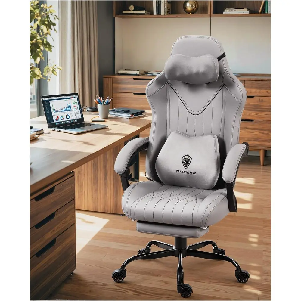 Silla ergonómica para juegos con respaldo alto y masaje de cuello Shiatsu, soporte lumbar, altura ajustable y cuero cómodo para el hogar