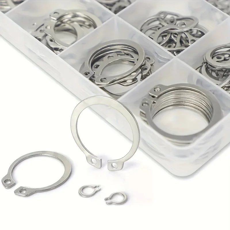 360Pcs Stainless Steel Retaining Ring Shaft Washer Gasket C Type External Circlip
