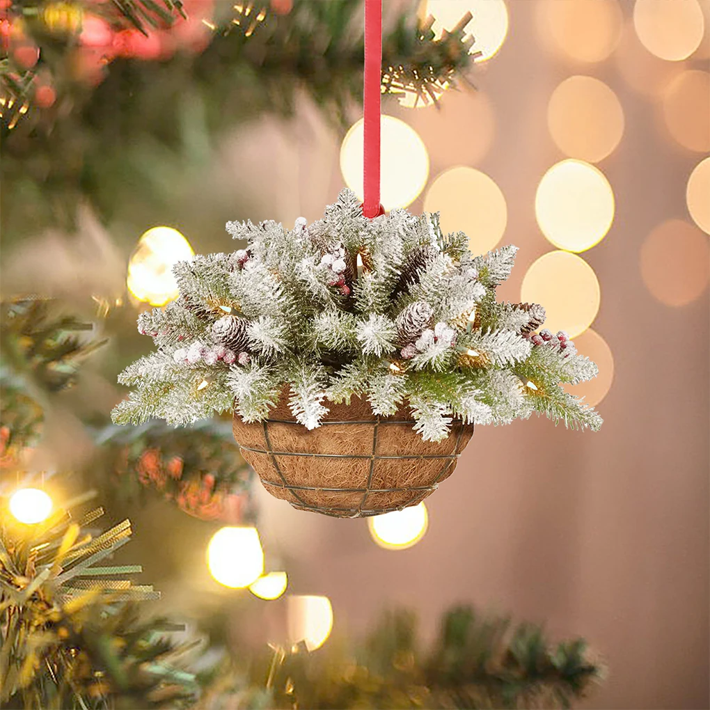 2 Christmas Basket Berry Clusters And Suitable Door, Decor Baskets