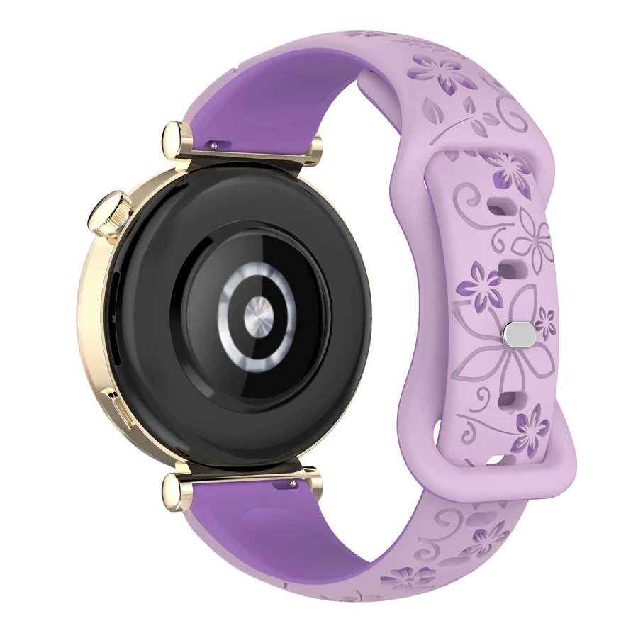 3D Siliconen Gesneden Bloemen Horlogeband Strap 18mm 20mm 22mm Quick Release Smart Horlogeband Voor Xiaomi HUAWEI Samsung Horlogeband