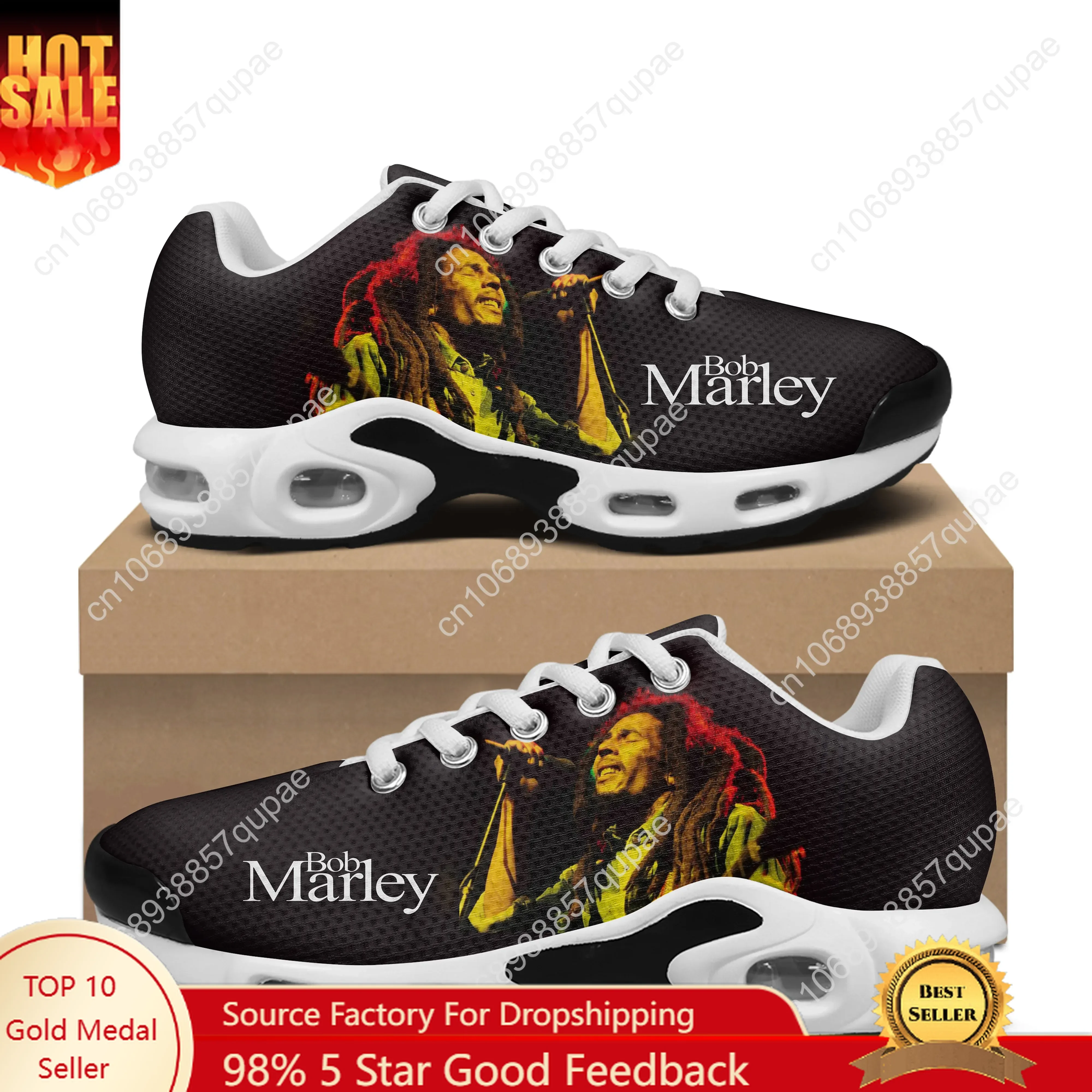 

Bob Marley Air Cushion Sneakers Jamaica Singer Reggae Rock Mens Womens Teenager Lightweight Sports shoes Custom Leisure Sneaker