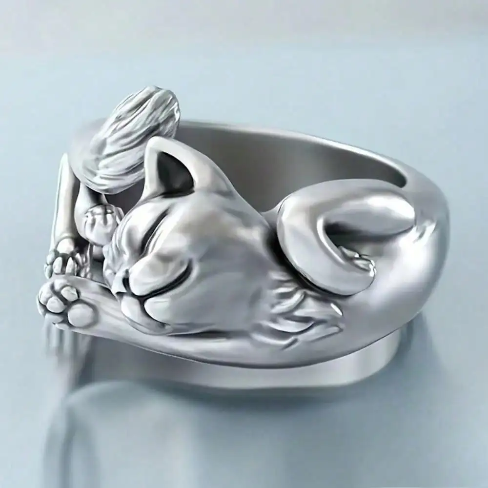 Women's retro cute adjustable open-ended cat ring, suitable for Halloween parties and banquet accessories image 2