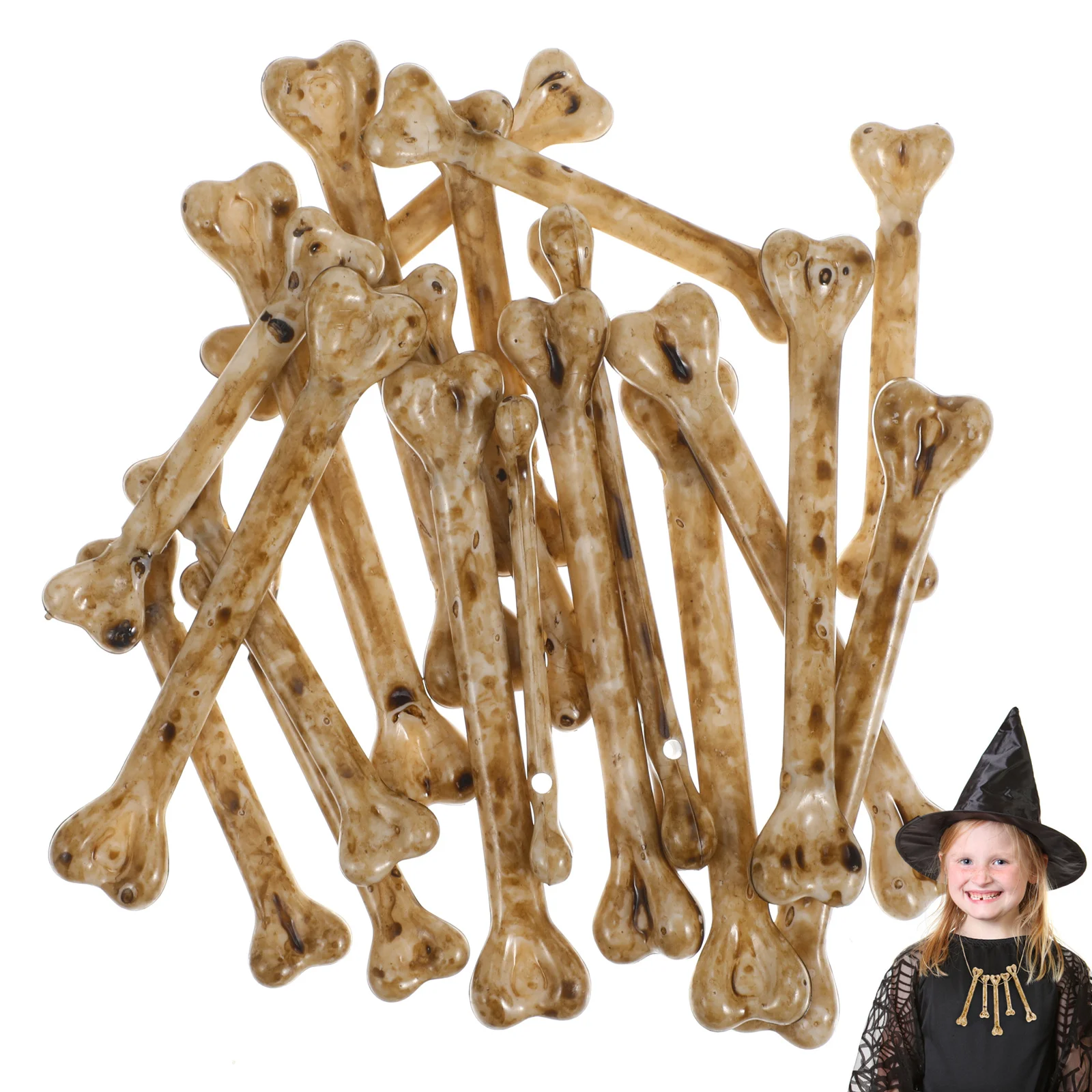 

20Pcs Fake Bone Decor Set Realistic Artificial Bones for Haunted House Prank Tricky Props Halloween Festival Decorations Small