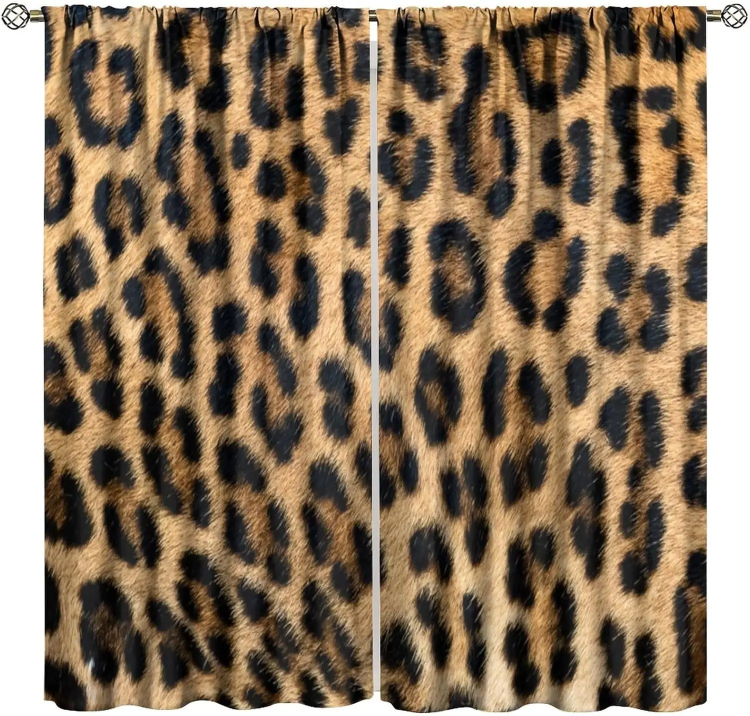 Leopard Print Blackout Curtains Retro Fur Skin Brown Farm 3D Leopard Print Ｗild Animal Fur Skin Window Treatments Kids Living