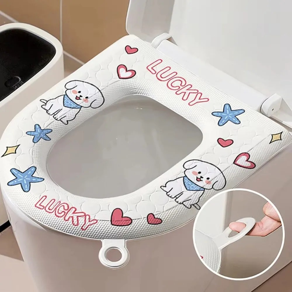 New Cartoon Pattern Toilet Seat Cover Handle U-Shaped Toilet Lid Cushion EVA Washable Toilet Pad Mat Toilet Accessories