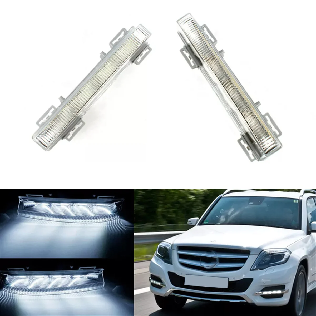 

1Pair Front LED Daytime Running Light DRL Fog Lamp for Mercedes W166 ML350 ML550 X204 GLK350 A2049065401 A2049065501
