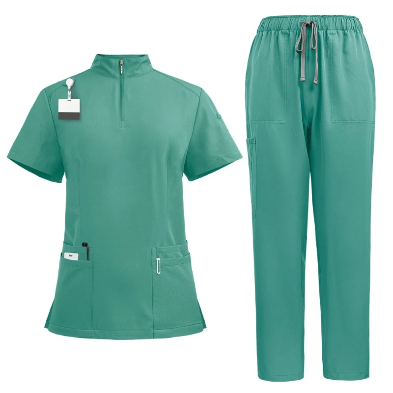 Bequemes, atmungsaktives Peeling-Set mit Stehkragen und Reißverschluss, Krankenschwester-Uniform, Arbeitskleidungsset, Arzt, Krankenschwester, Schönheitssalon, SPA, Arbeitskleidung, Unisex