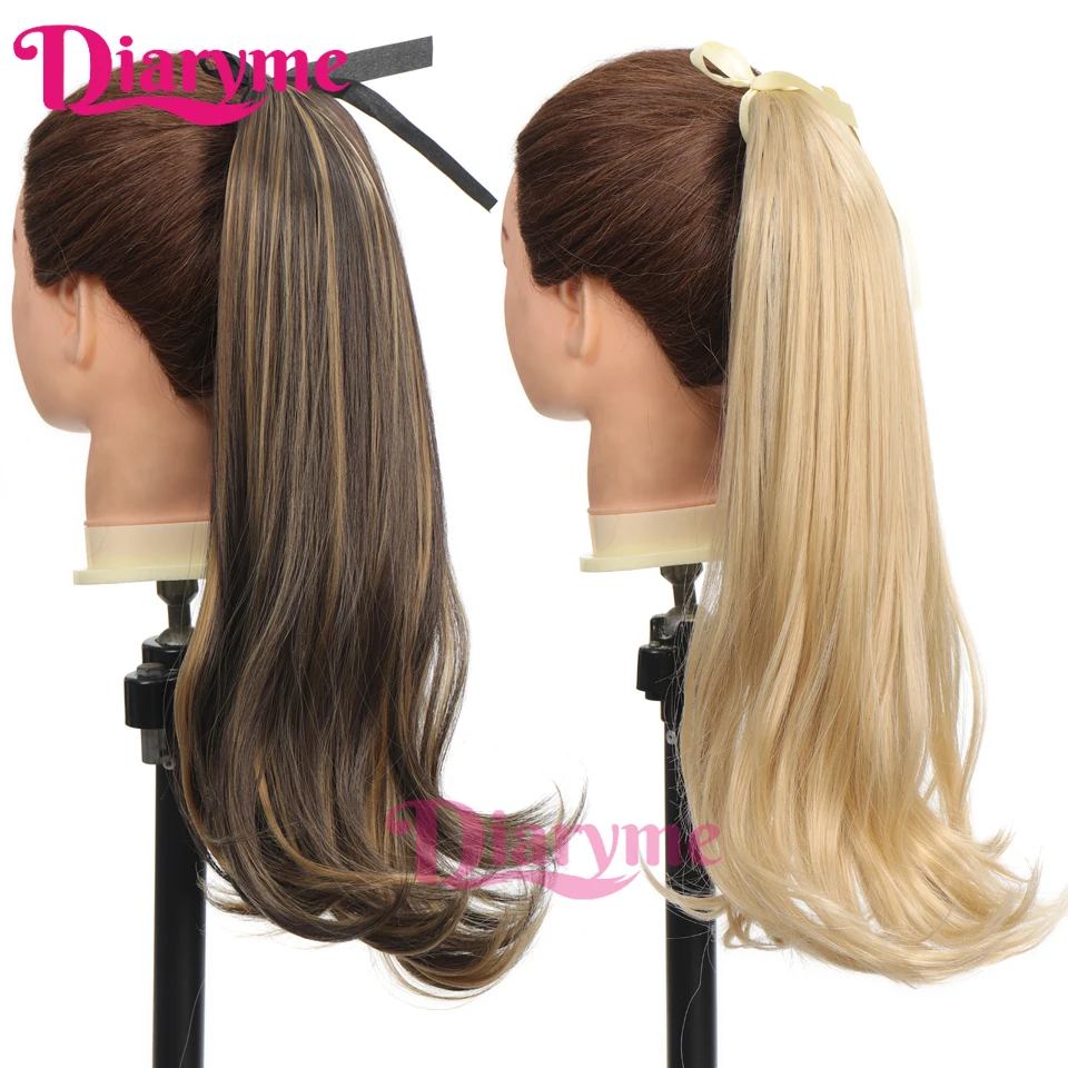 Synthetic Hairpiece Long Ponytail Hair Extensions Black Brown Wigs For Women Heat Reistan Pony Tail Fake Hair Clip In Ponytail