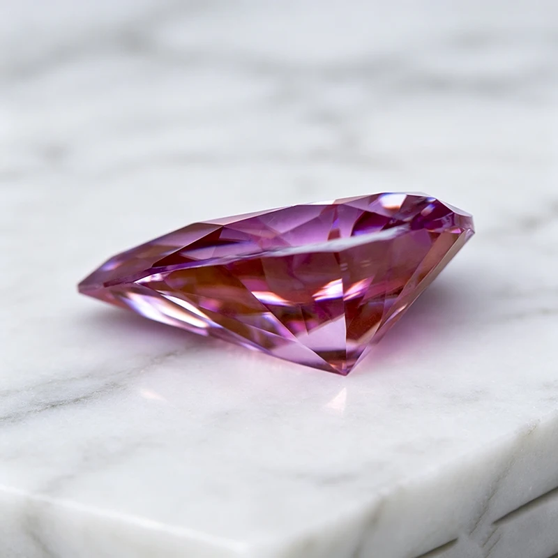 Moissanit-Stein in Birnenform Sakura-Rosa Laborgezüchteter Edelstein für DIY-Schmuckherstellung Besteht Diamanttester mit Zertifikat – Detail 3