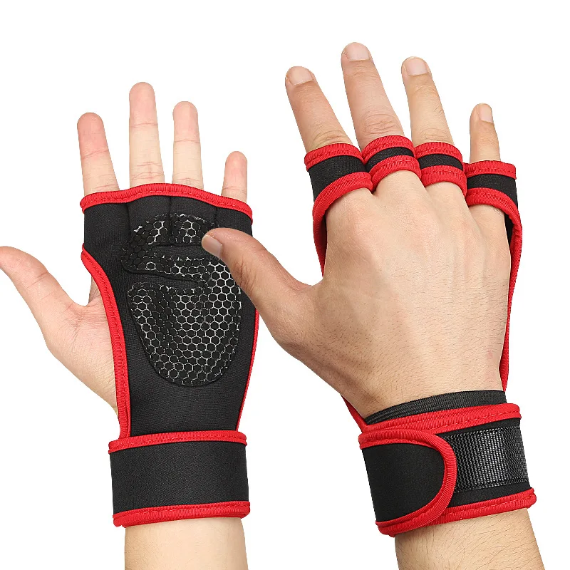 New 1 Pair Weight Lifting Training Gloves Women Men Fitness Sports Body Building Gymnastics Grips Gym Hand Palm Protector Gloves