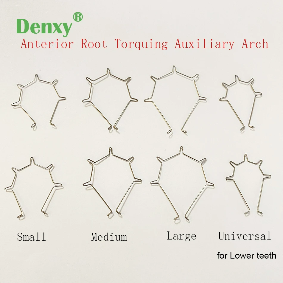 Denxy 30 szt. Dentystyczna ortodontyczna przednia korzonka z dokręcającym łukiem pomocniczym z momentem obrotowym z pięcioma zgięciem przedniego zęba