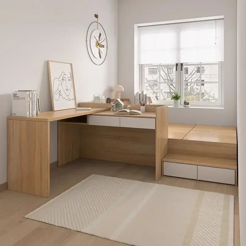 Small unit bedroom tatami with desk, bed, wardrobe, integrated panel single bed