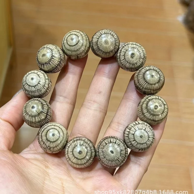 2.0mm Small Leaf Ma Mating and Golden Silk Vine with Ghost Eye Buddha Beads, Single-loop Men's Rosary Bracelet