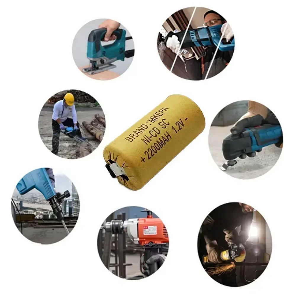 Baterie pro elektrické šroubováky SC 1,2 V 2200 mAh Sub C Ni-Cd dobíjecí baterie s úchytkou NiCd SUBC články pro elektrické nářadí - náhled 2