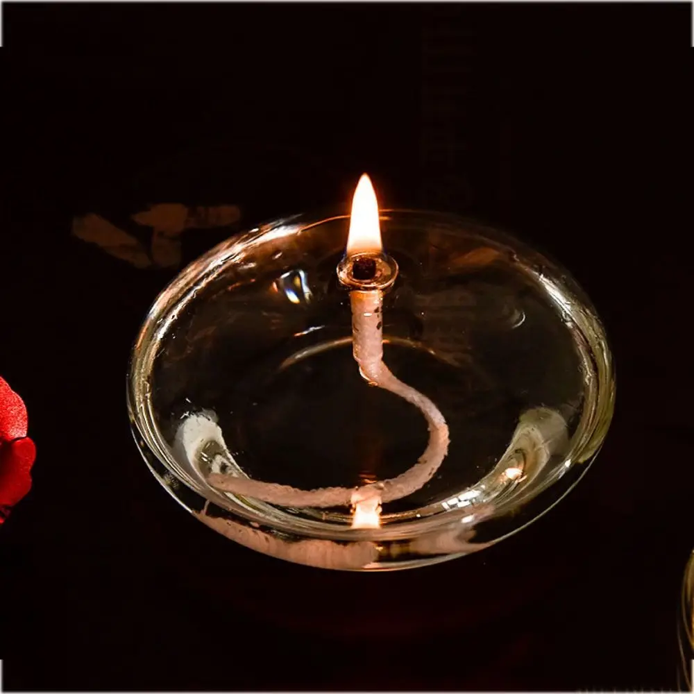Transparent Transparent Glass Candle Holders Smokeless Simple Oil Lamp Candlestick Glass Smokeless Candlestick Ornaments Table