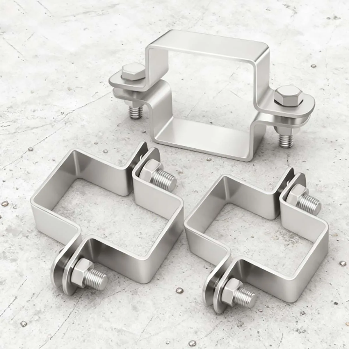304 Stainless Steel Double Square Pipe Clamp  U-Shaped Saddle Clip Fixed Bracket for Pipe Installation