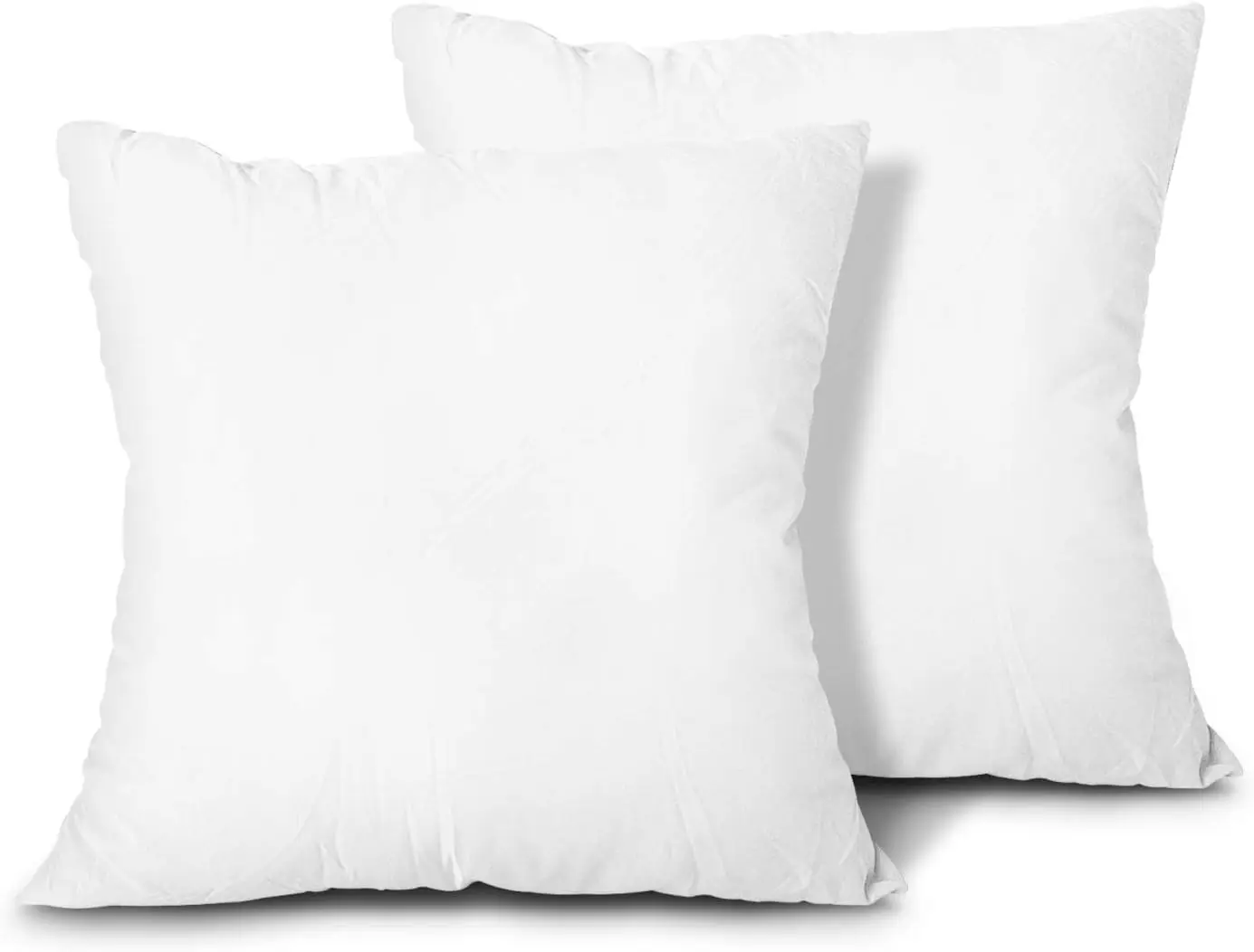 

Throw Pillow Inserts, Set of 2 Lightweight Down Alternative Polyester Pillow, Couch Cushion, Sham Stuffer, Machine Washable. (Wh
