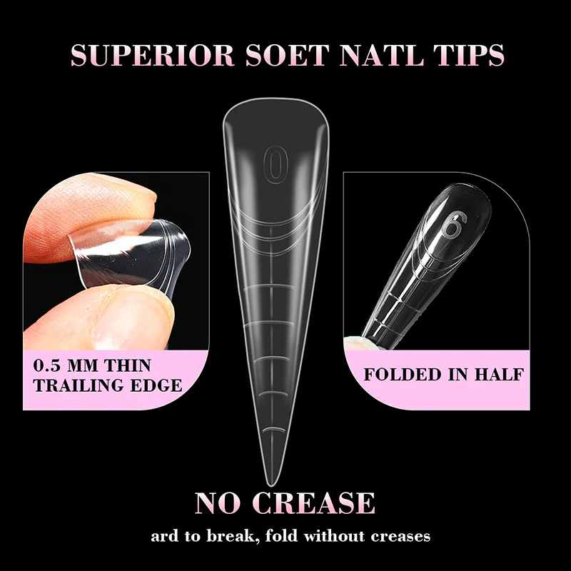 70/140/150 Stück Adlerkrallen-Kunstnägel, kurze, gebogene Stiletto-Nägel, transparent, weiche, künstliche Nagelverlängerungen für DIY-Nagelstudio-Maniküre – Detail 9